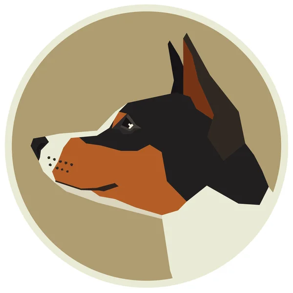 Dog collection Basenji Geometric style Avatar icon round — Stock Vector