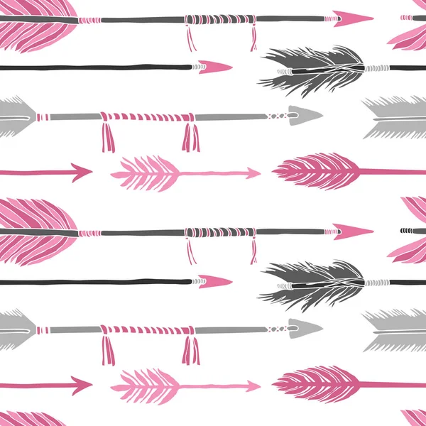 Flèches grises et roses Modèle sans couture — Image vectorielle