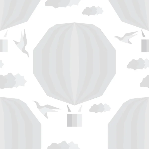 Heißluftballon weiße Farbe geometrischen Stil — Stockvektor