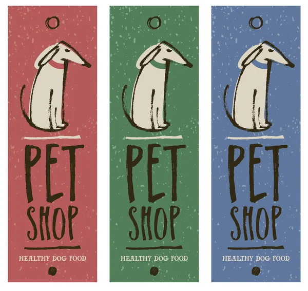 Pet Shop Design etiqueta estilo esboço —  Vetores de Stock