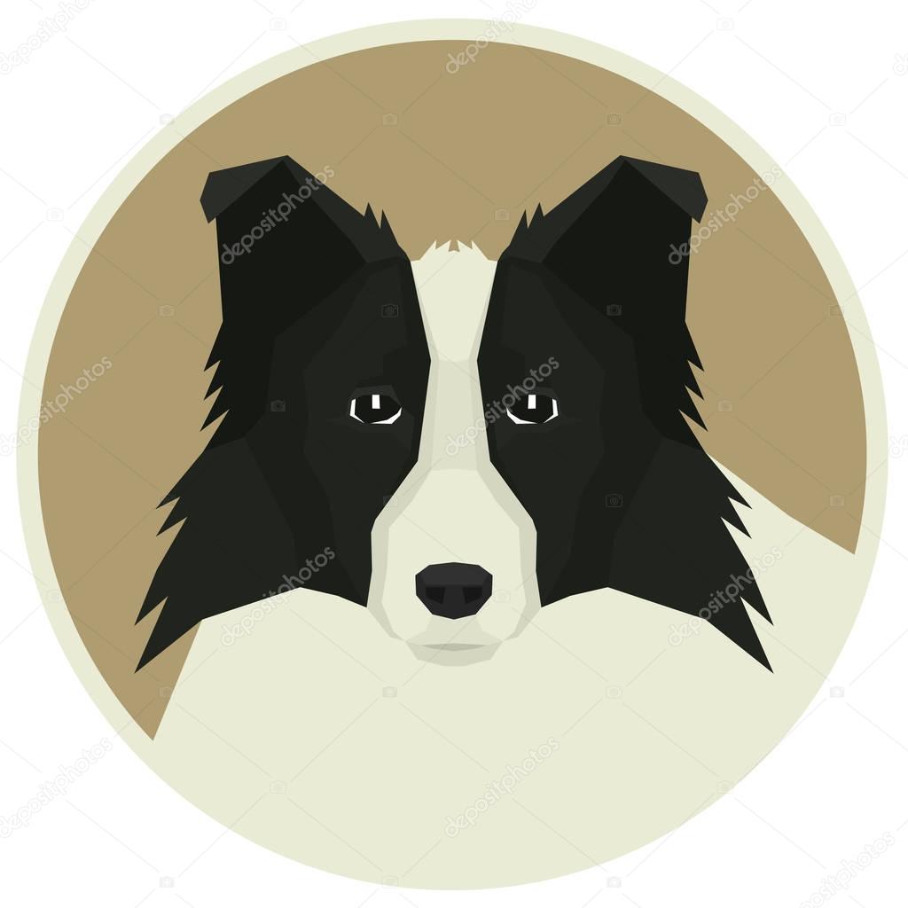 Dog collection Border Collie Geometric style Avatar icon round set