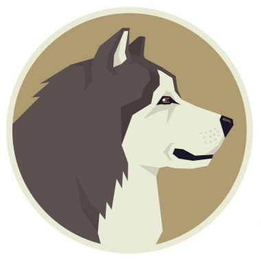 Köpek toplama Alaskan Malamute geometrik tarzı Avatar simge roun