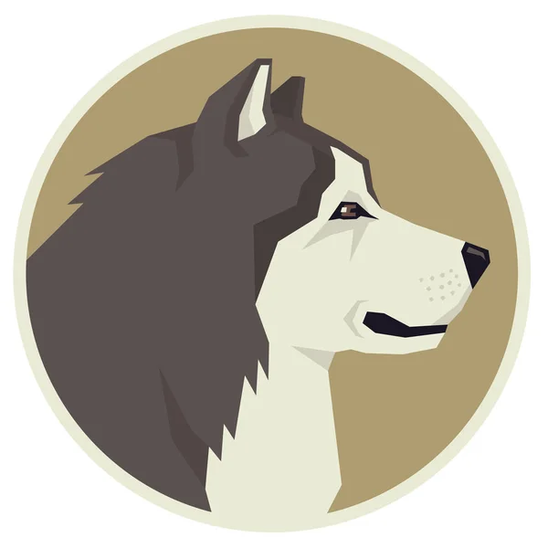 Pies kolekcji Alaskan Malamute geometryczne stylu Avatar ikona płytki okrą — Wektor stockowy