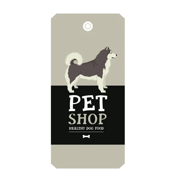 Poster Pet Shop Design label Alaskan Malamute Geometric style - Stok Vektor