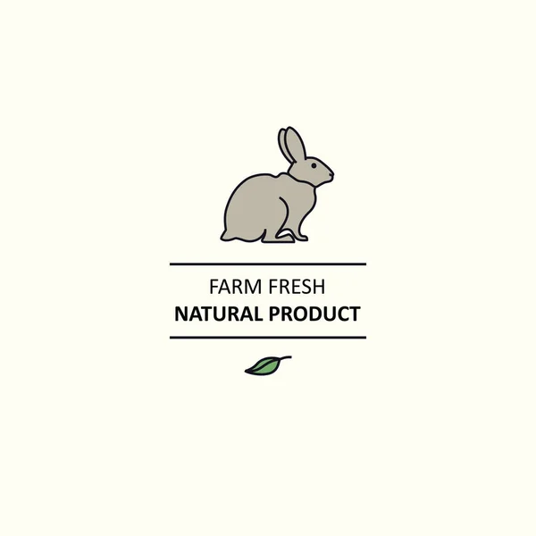 Farm fresh Natural product Line animals set Rabbit — Stock Vector