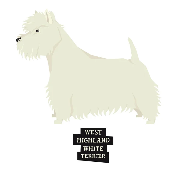 Dog collection West Highland White Terrier Geometric style Isola — Stock Vector