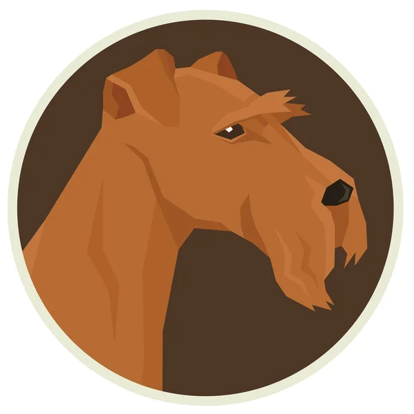 Colección perro Irish Terrier Estilo geométrico Avatar icono redondo — Vector de stock