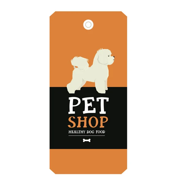 Poster Pet Shop Desain label Bichon Frise Gaya Geometrik - Stok Vektor