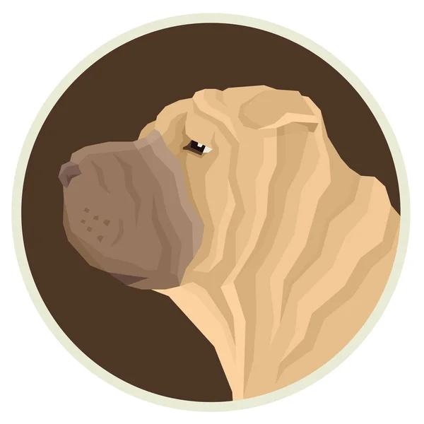 Σκύλος συλλογή Shar Pei γεωμετρικό στυλ εικονίδιο Avatar στρογγυλή — Διανυσματικό Αρχείο