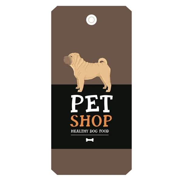Poster Pet Shop Desain label Shar Pei Geometric gaya - Stok Vektor