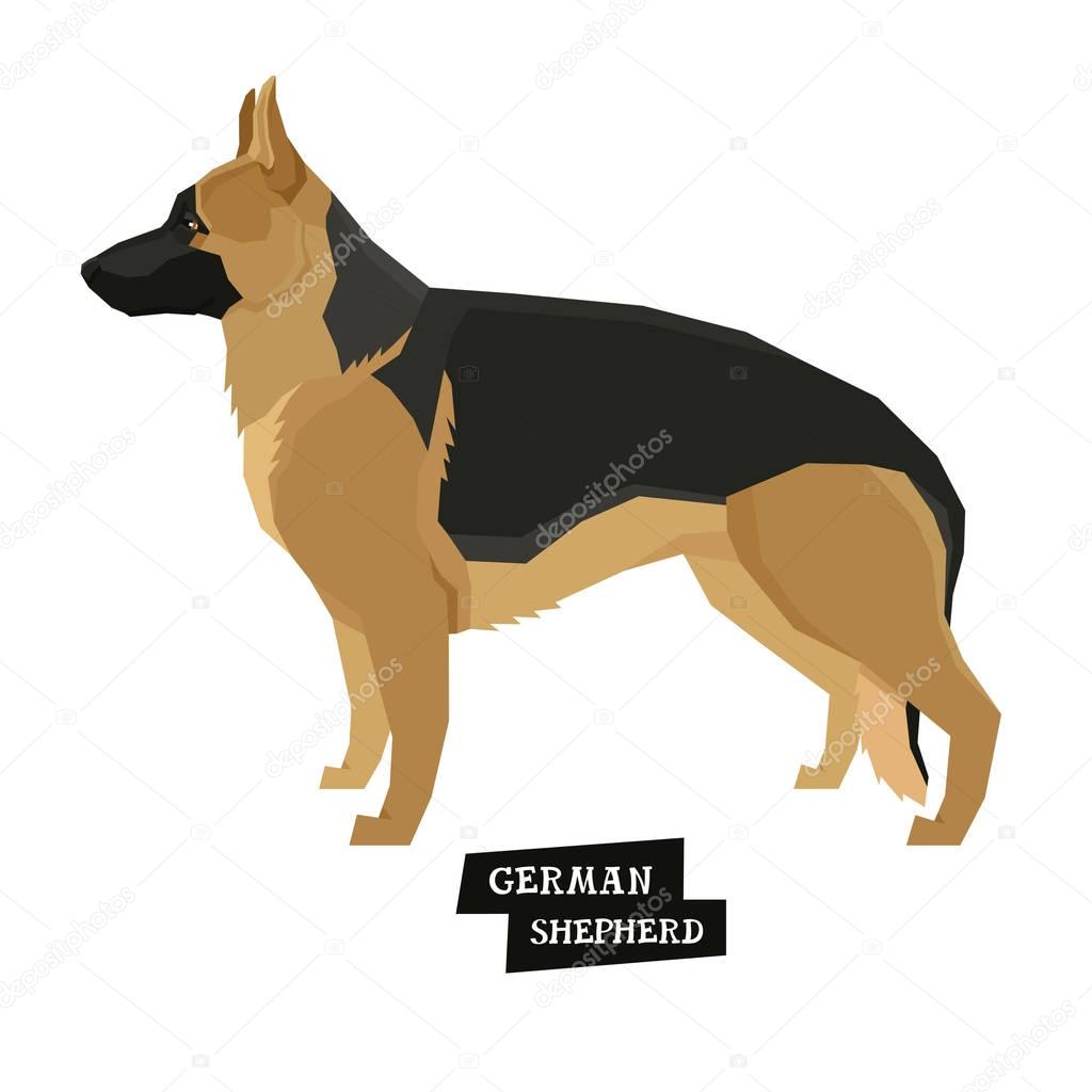 Dog collection German Shepherd Geometric style Isolated object
