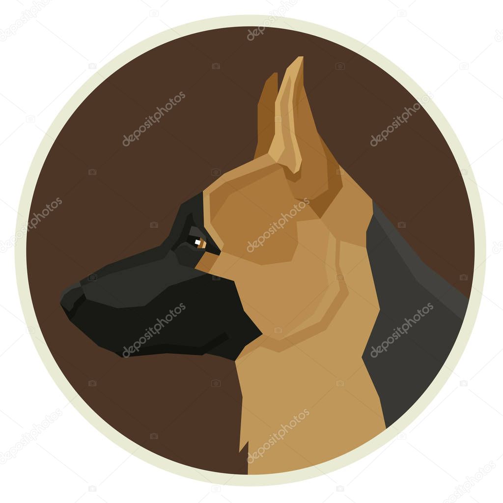 Dog collection German Shepherd Geometric style Avatar icon round
