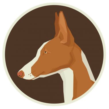 Dog collection Ibizan Hound Geometric style Avatar icon round clipart