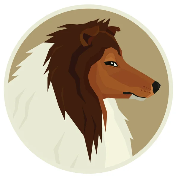 Collection chien Collie chien Style géométrique Avatar icône ronde — Image vectorielle