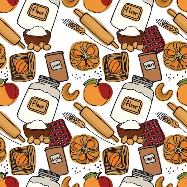 Verse bakkerij Apple Desserts naadloze patroon — Stockvector