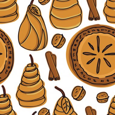 Taze ekmek Delicious armut pasta ve armut puf böreği Dikişsiz desen