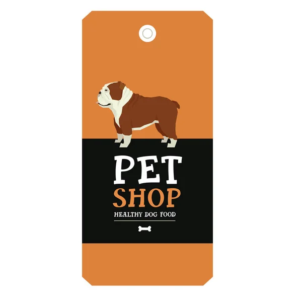 Poster Pet Shop Desain label bulldog Inggris Gaya Geometrik - Stok Vektor