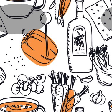 Yiyecek toplama lezzetli sıcak havuç çorbası Seamless Modeli