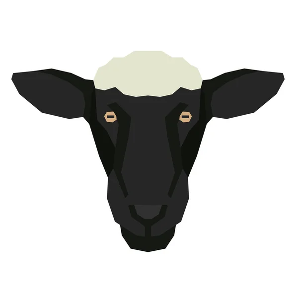 Rosto de uma ovelha Ilustração vetorial isolada Animais de fazenda Estilo geométrico Preto e branco — Vetor de Stock