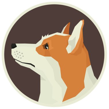 Köpek toplama Pembroke Welsh Corgi geometrik tarzı Avatar simge yuvarlak