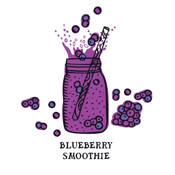 Food collection Delicious blueberry smoothie — Stock Vector