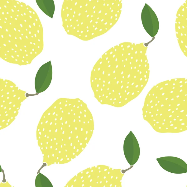 Colección de alimentos Limones divertidos Dibujado a mano Patrón sin costuras — Archivo Imágenes Vectoriales