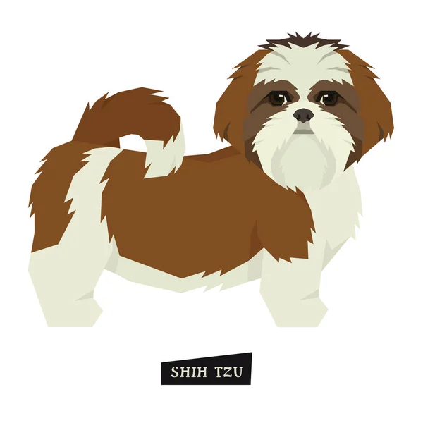 Собачья коллекция Shih Tzu Geometric style Isolated object — стоковый вектор