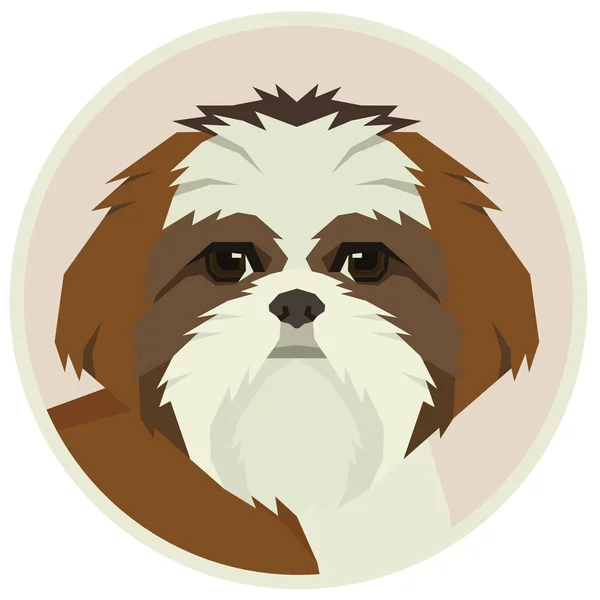 Collection chien Shih Tzu Style géométrique Avatar icône ronde — Image vectorielle