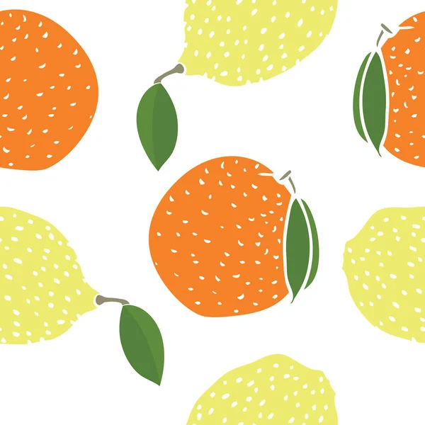 Lebensmittel-Sammlung Zitronen und Orangen nahtlose Muster — Stockvektor