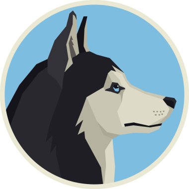 Vektör illüstrasyon Köpekleri Sibirya Husky Yuvarlak Çerçevesi