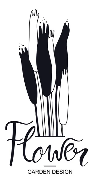Handritad blomma logotyp. Ikondesign. linje stil. Dekorativ balsam — Stock vektor