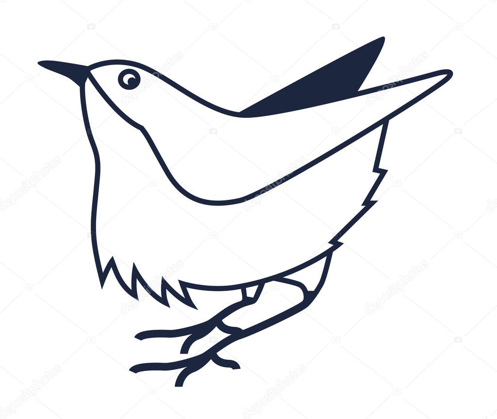 Simple bird logo or label or emblem design. Line art  style logo
