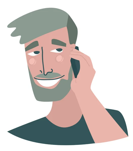 Joven barbudo hipster hombre hablando con teléfono móvil Personas y — Archivo Imágenes Vectoriales