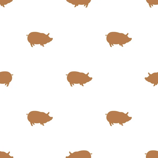 Pequeños Cerdos Divertidos Patrón Sin Costura Conjunto Ilustración Vector Plano — Vector de stock