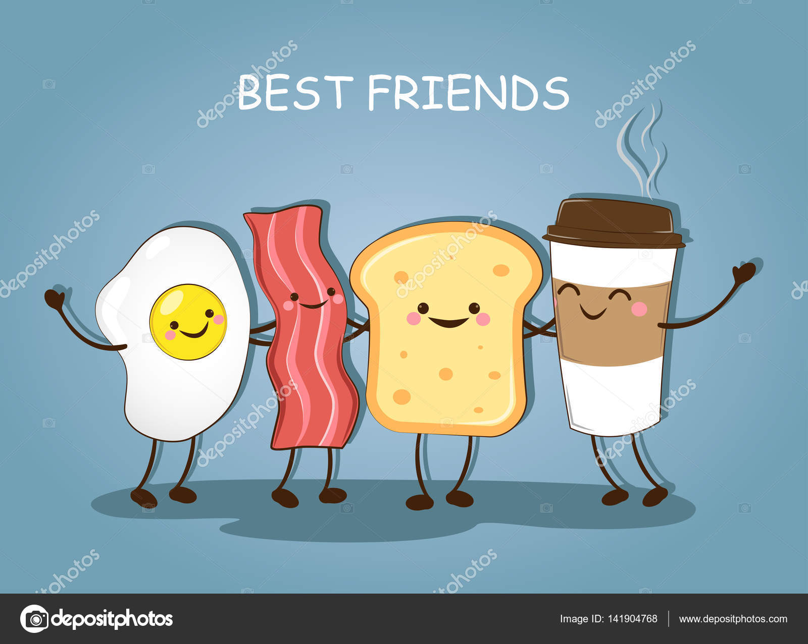 Best friends. Breakfast. Morning breakfast. Cute picture of a coffee, bacon, eggs and toast. Vector illustration. Stock Vector Image by ©novaiaia@ #141904768 Best friends. Breakfast. Morning breakfast. Cute picture of a coffee, bacon, eggs and toast. Vector illustration. Stock Vector Image by ©novaiaia@ #141904768