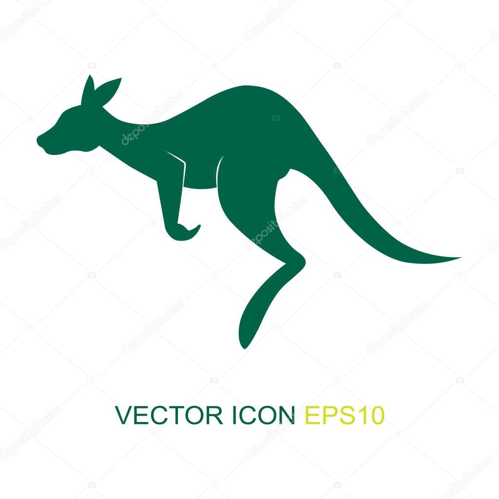 Silhouette of a kangaroo. Logo. The flat icon with the image of a kangaroo.  Vector illustration.