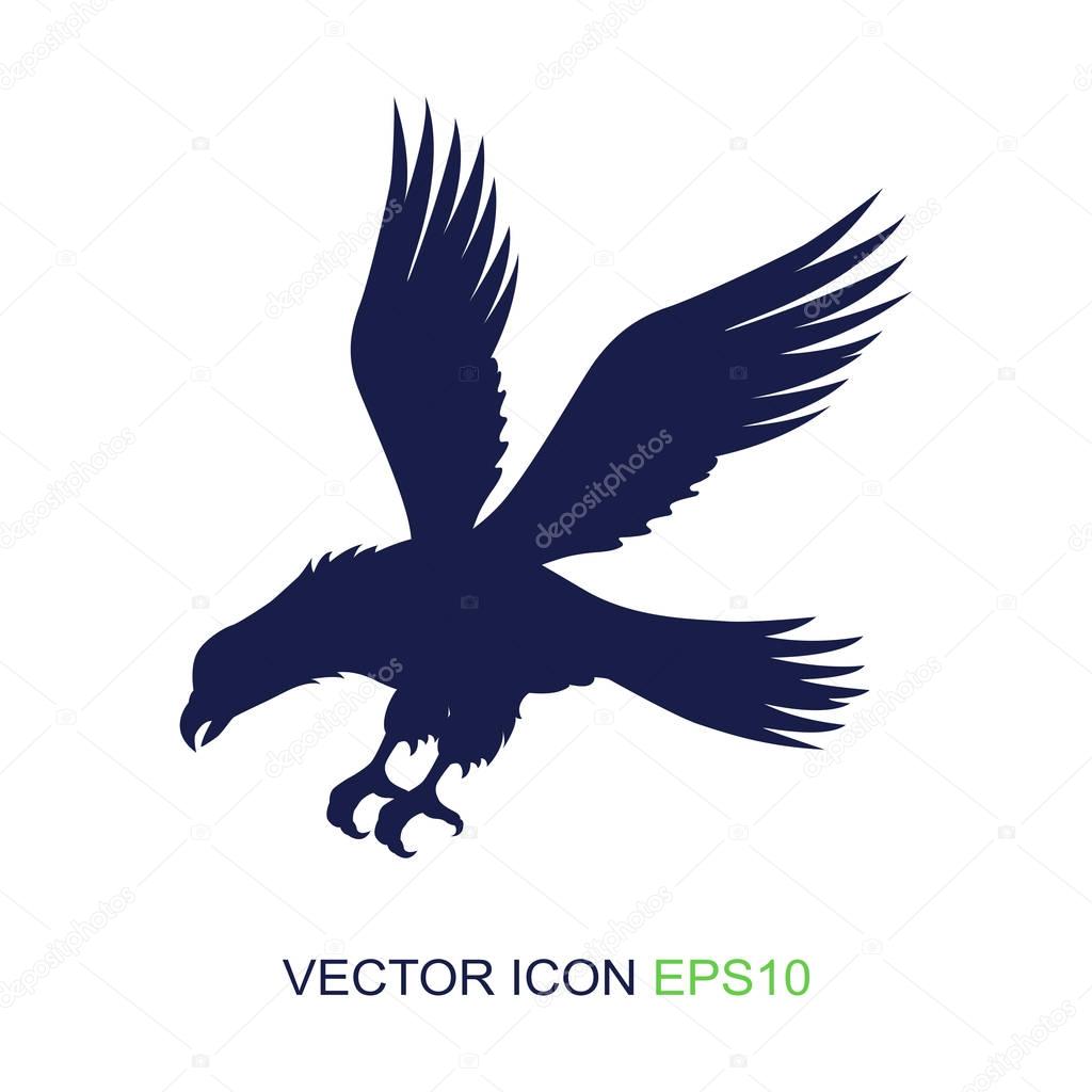 Silhouette of an eagle on a white background. Logo. Vector illustration.