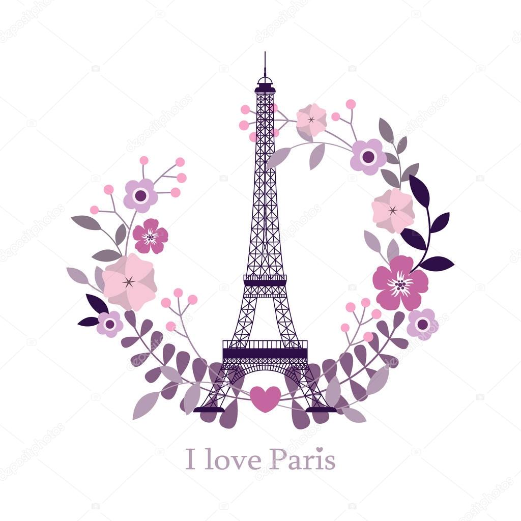 I Love Paris. Image of the Eiffel Tower. Vector illustration. Paris background. Paris, France fashion stylish illustration.