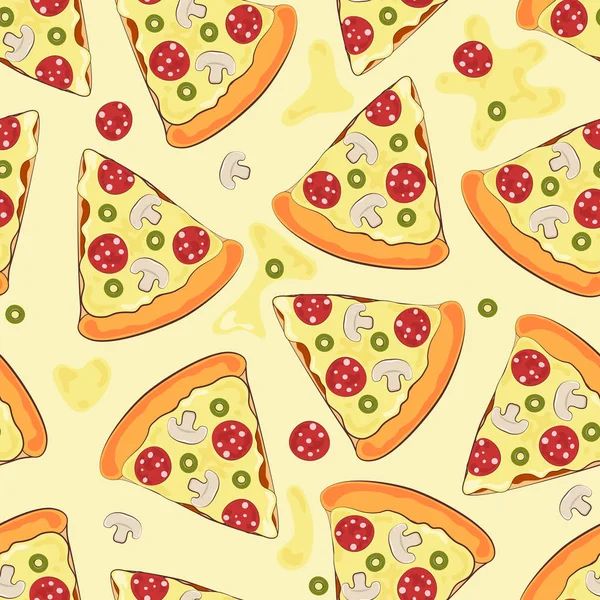 Fondo sin costuras con pizza. Pizza. Ilustración vectorial . — Archivo Imágenes Vectoriales