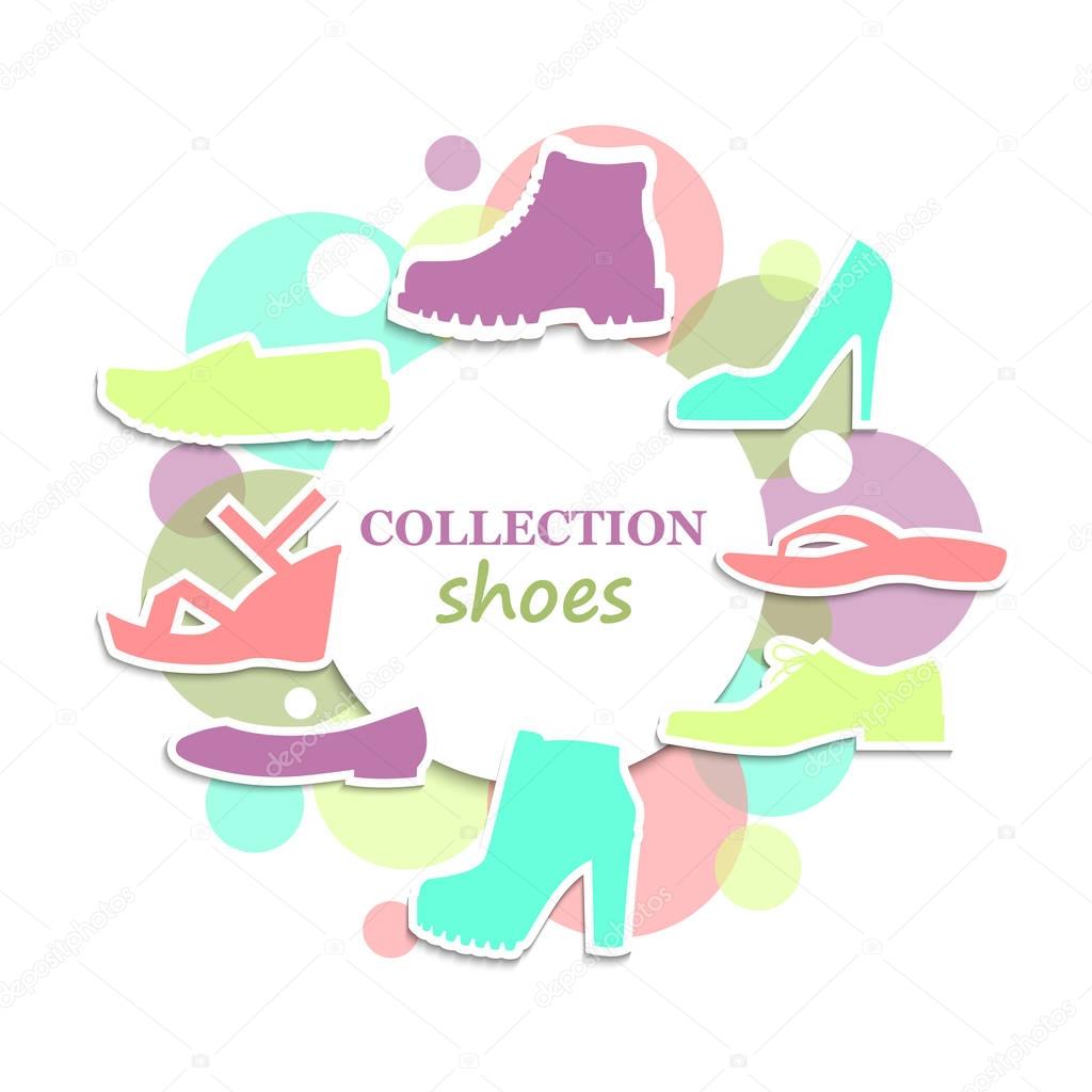 The collection of shoes. Vector illustration.  logo for a shoe store.