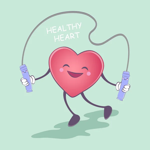 Cuore sano. Uno stile di vita sano. Illustrazione vettoriale. Cartone animato cardiologia di emergenza personaggi forti e divertenti cuore malato . — Vettoriale Stock