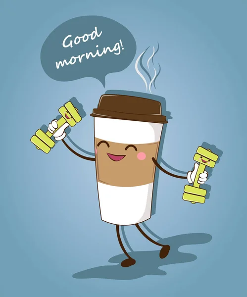 Ilustração em quadrinhos representando uma xícara de café. Ilustração vetorial . — Vetor de Stock
