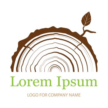 ağaç halkaları ile gövde kesiti. Ahşap işareti simgesi. Ağaç büyüme yüzük. düz. Vektör çizim. Logo.