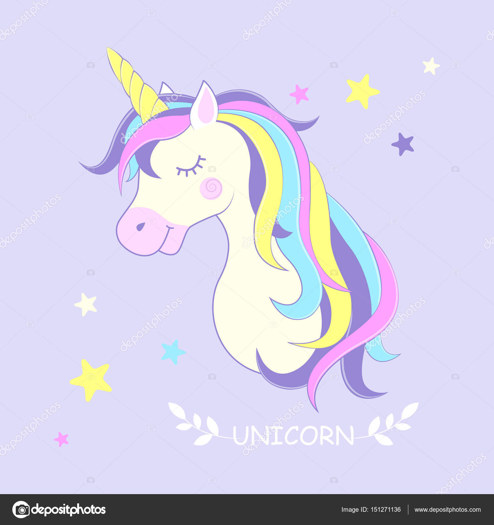 Unicorno. Vettore. Unicorno carino con stelle sullo sfondo . - Grafica Vettoriale © novaiaia ...