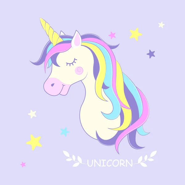 Unicornio. Vector. Lindo unicornio con estrellas en el fondo . — Archivo Imágenes Vectoriales