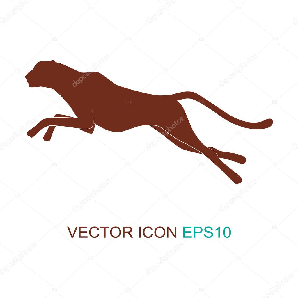 Cheetah. Silhouette of the cheetah. Vector illustration. Logo.