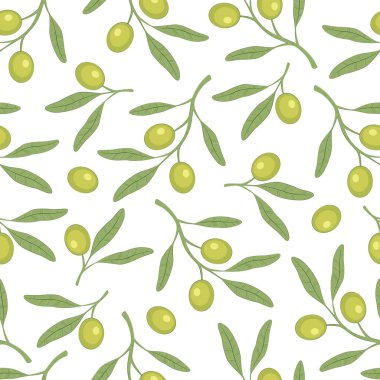 Kesintisiz zeytin deseni. Vektör zeytin dalı. Basit bir desen. 