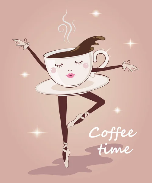 Uma xícara de café. Café time.Vector ilustração . — Vetor de Stock