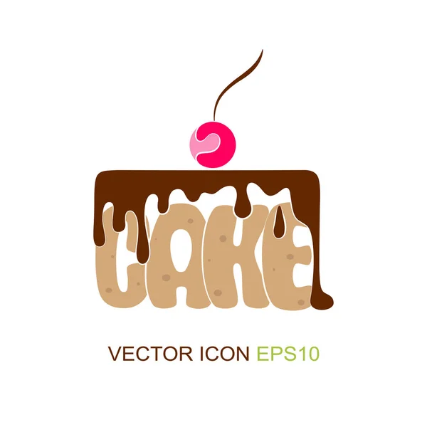 Шматочок торта. Вектор. Торт Десерт значок. Логотип випічки . — стоковий вектор