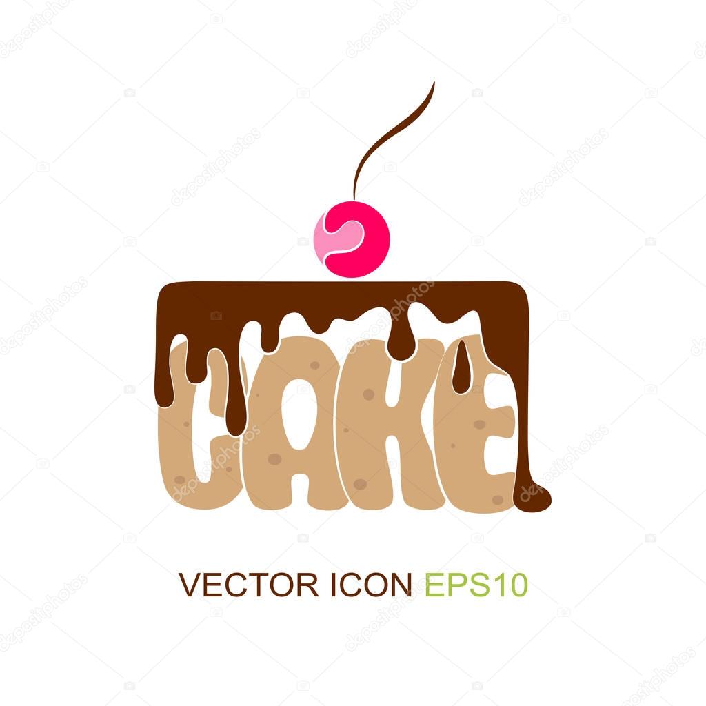 Piece of cake. Vector. Cake Dessert Icon. Baking logo. 